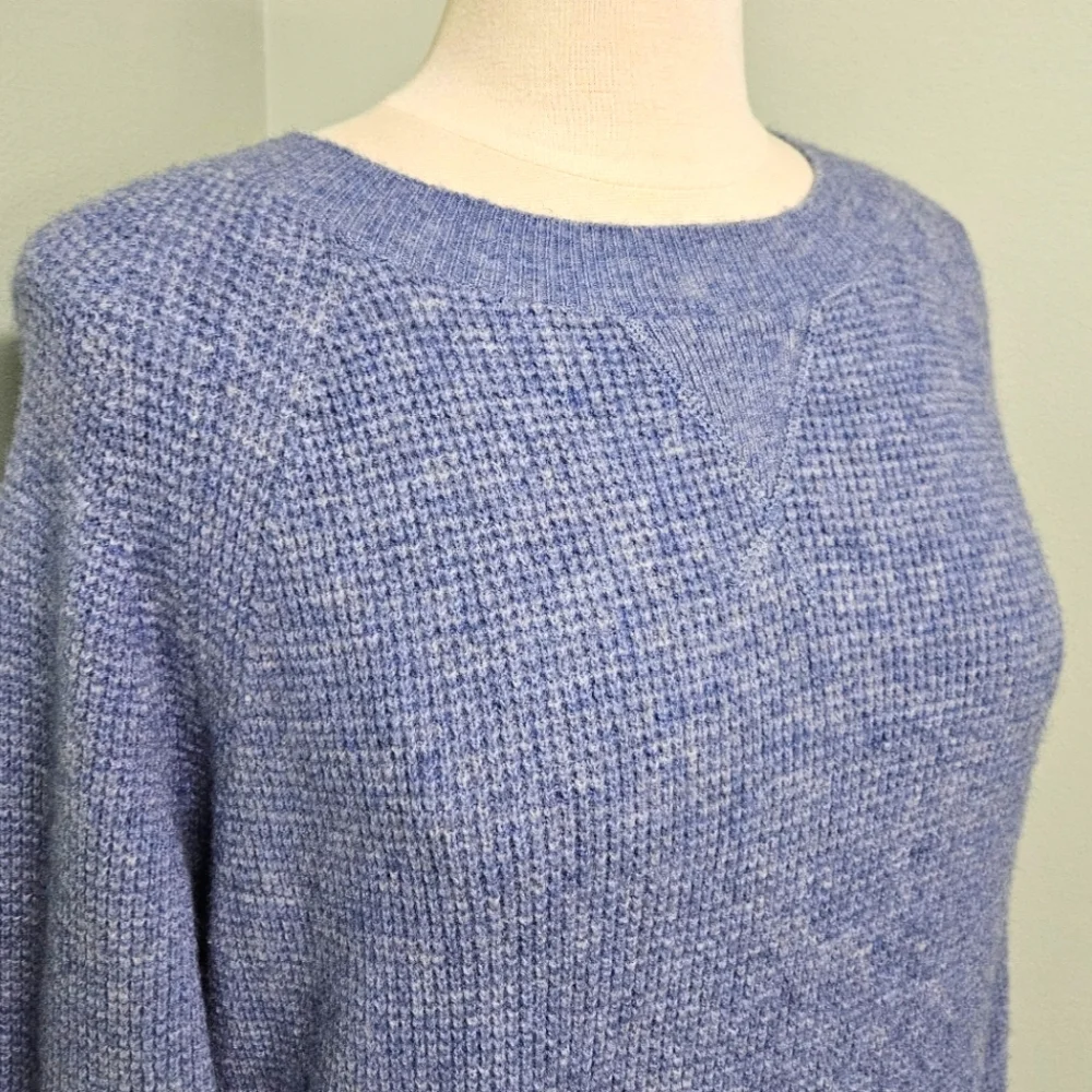 J. Crew Knit Crewneck Sweater Women's Blue Waffe Long Sleeve Size XS Like New